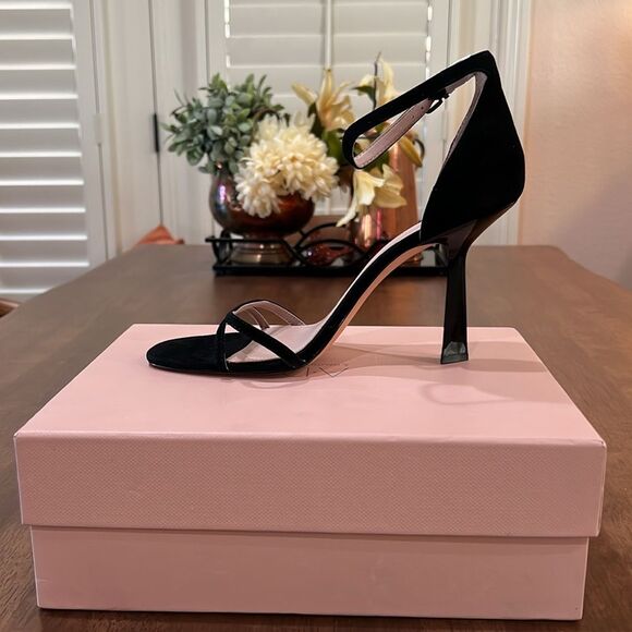 AD & Daughters Celina Black Suede Ankle Strap Heels 4” Elegant Sandals Sz 10 NIB - Picture 4 of 6
